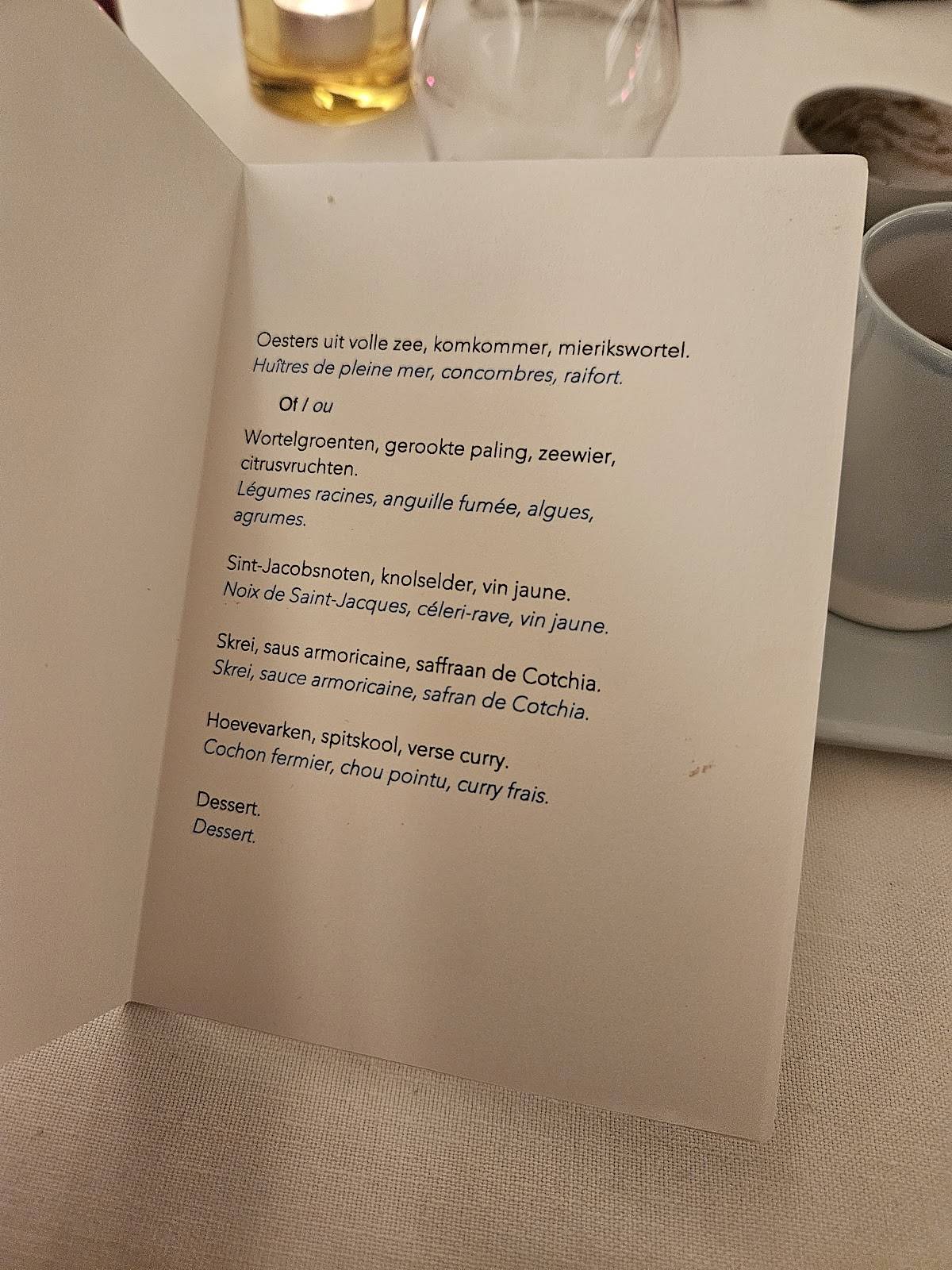 Menu de Couvert Couvert