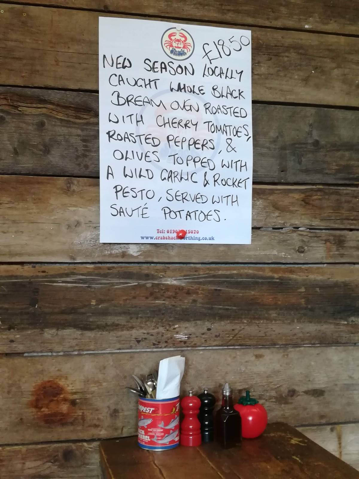 Menu at CrabShack restaurant, Worthing