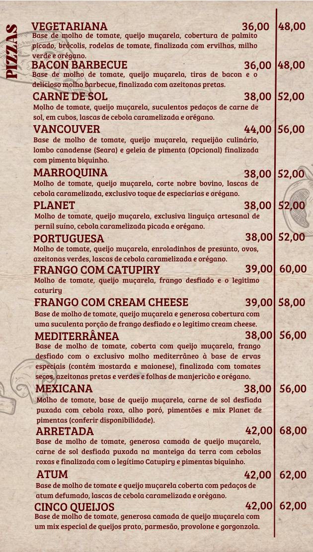 Very Pizzas cardápio