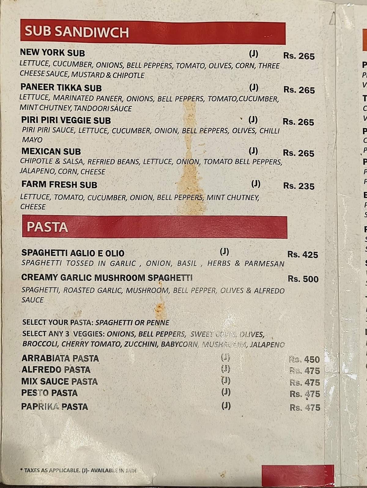 Crave Junction menu