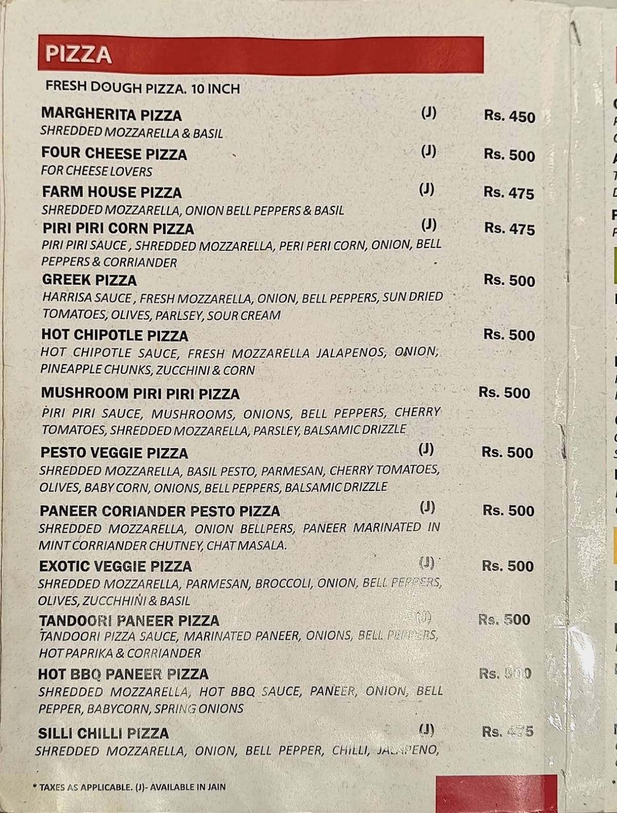 Crave Junction menu