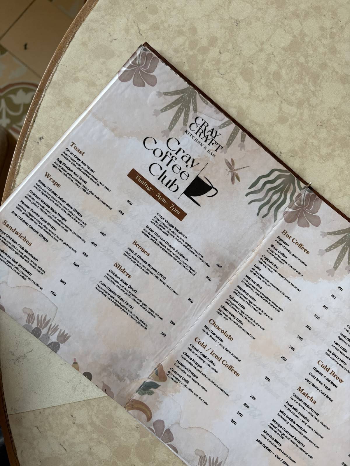 Cray Craft menu