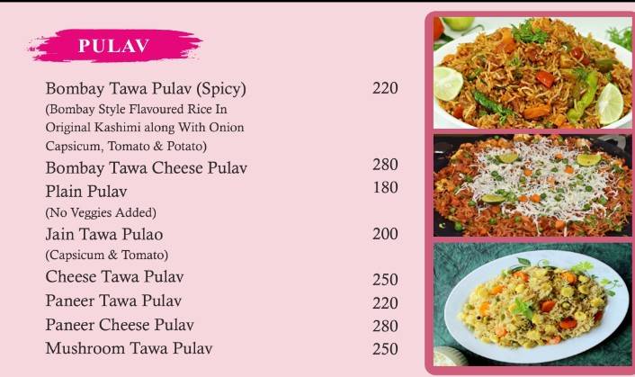 Cream Corner menu