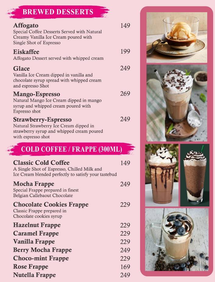 Cream Corner menu