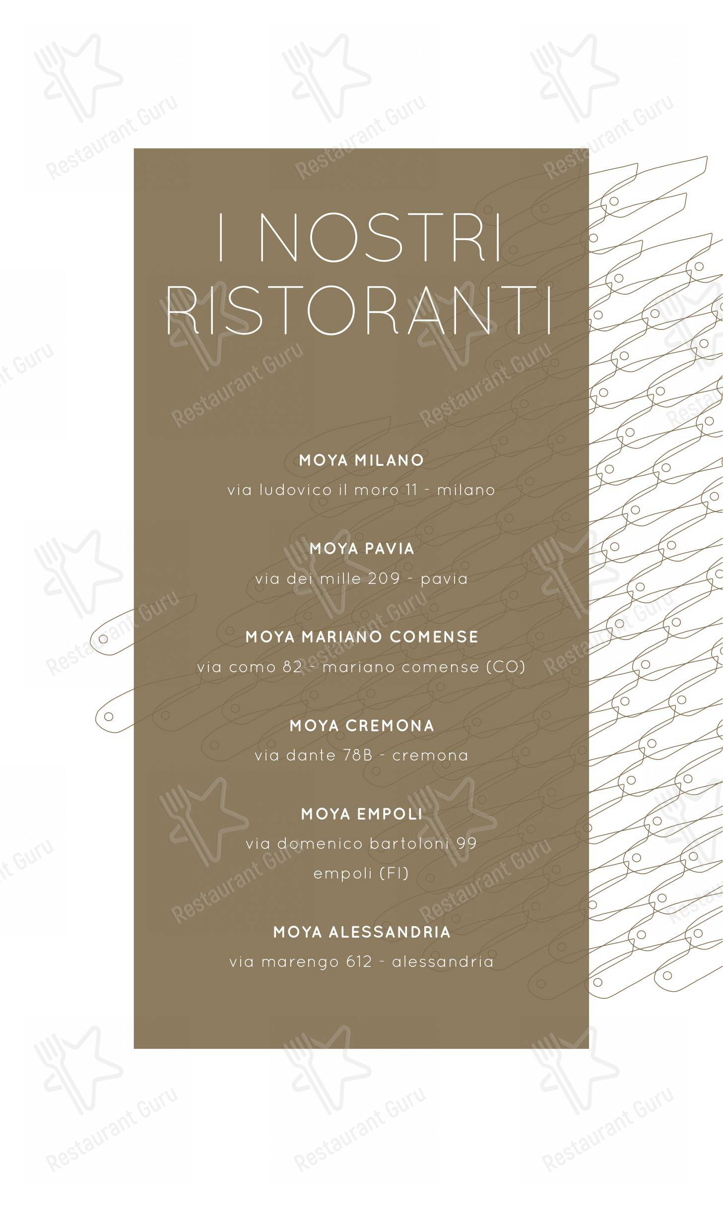 菜单 per Moya ristorante