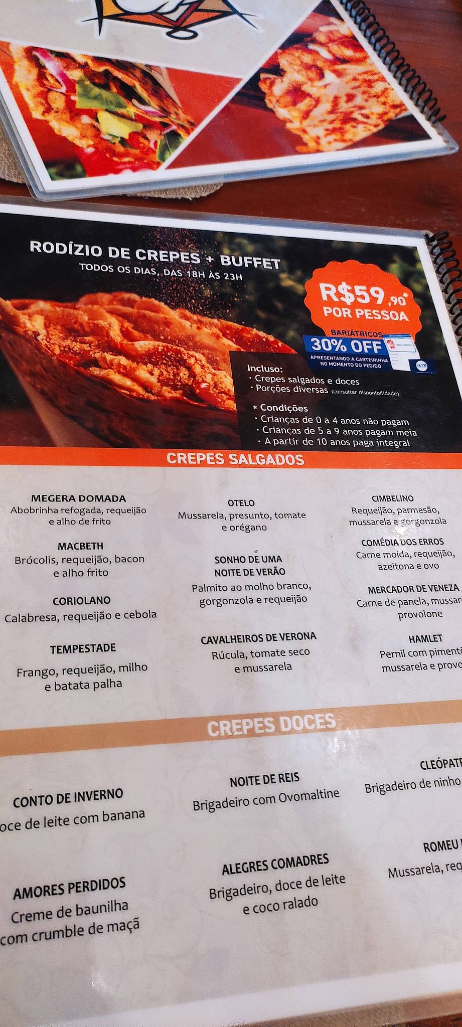 Crepe Mania cardápio