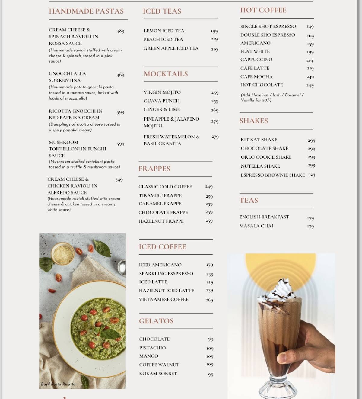 Crumble and Bake menu
