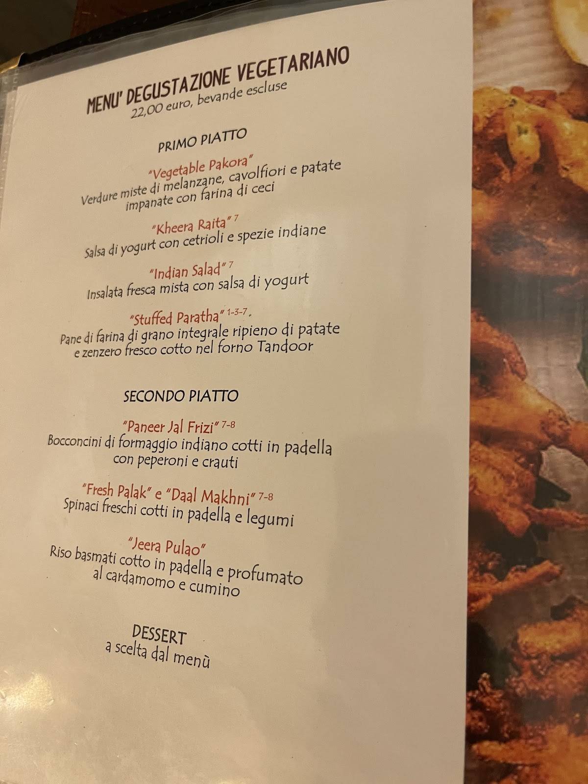 Menu di Ristorante Indiano Curcuma 