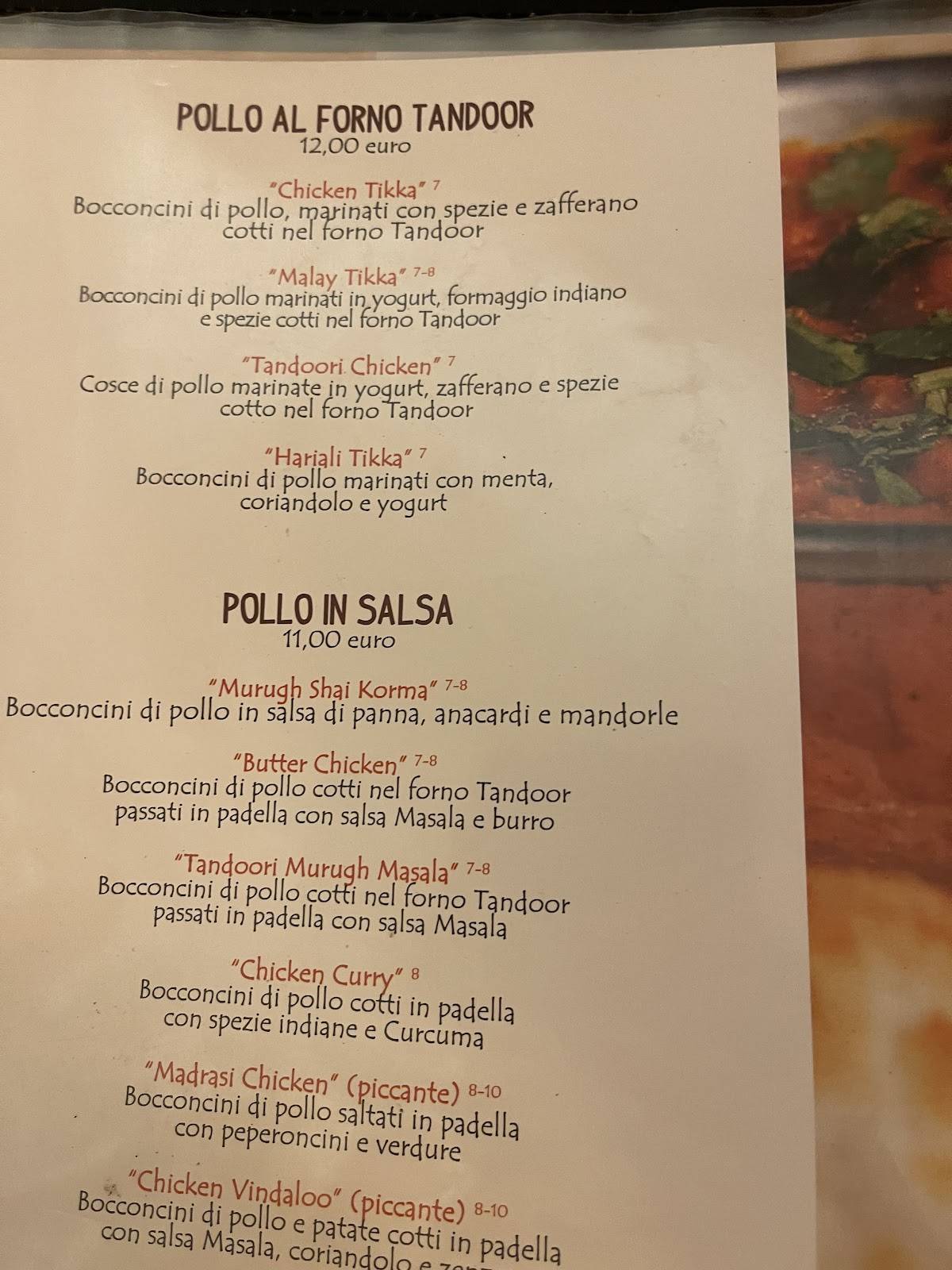 Menu di Ristorante Indiano Curcuma 
