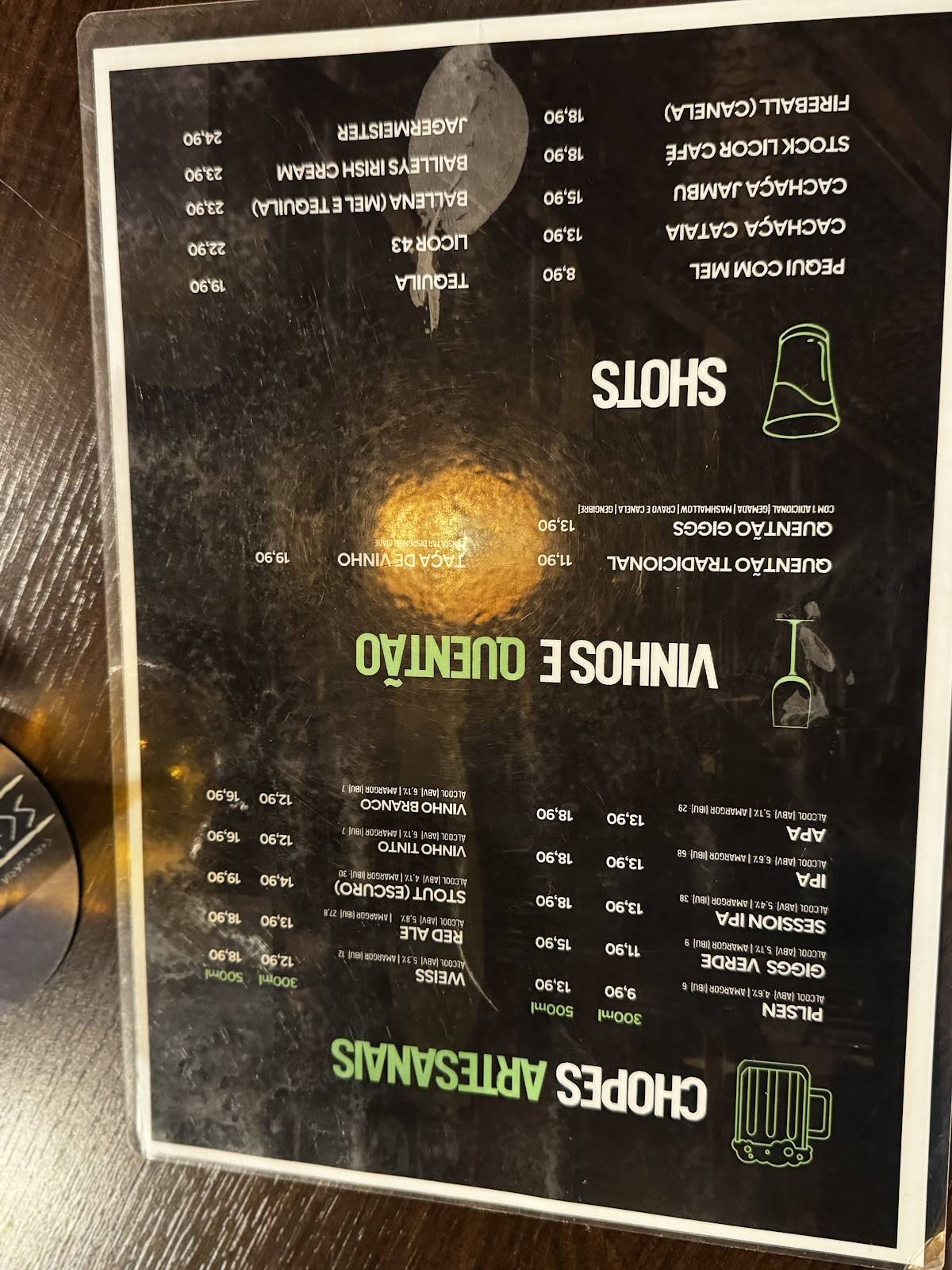 Gigg's Bar cardápio