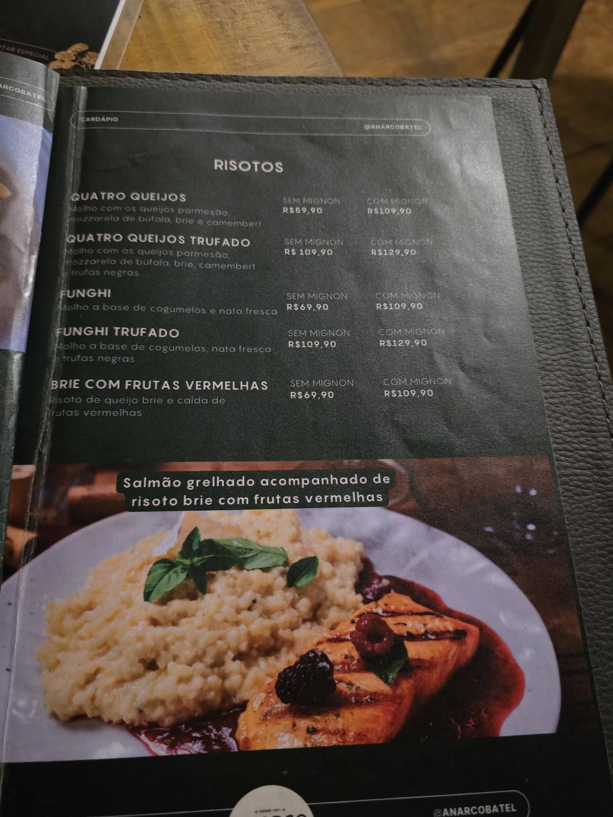 Anarco Batel - Restaurante Italiano em Curitiba cardápio