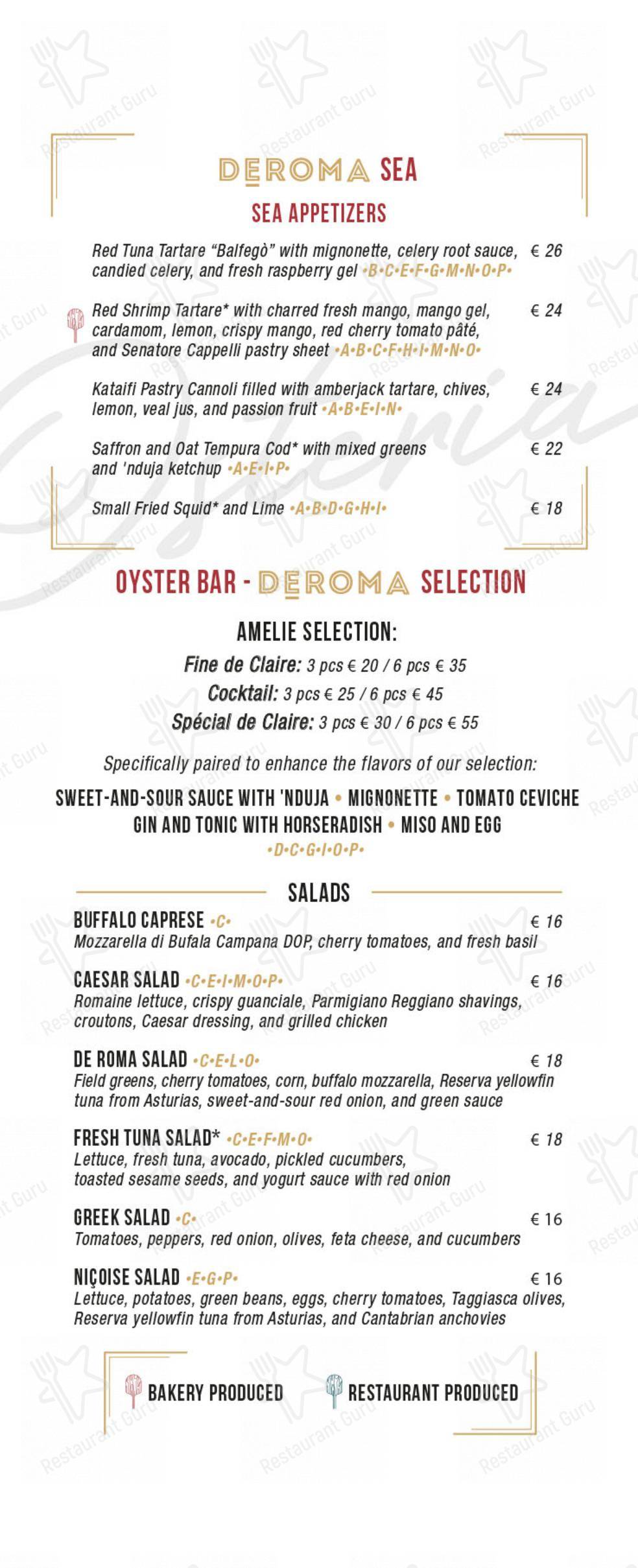 DEROMA - Farine Romane in Roma - Основное меню