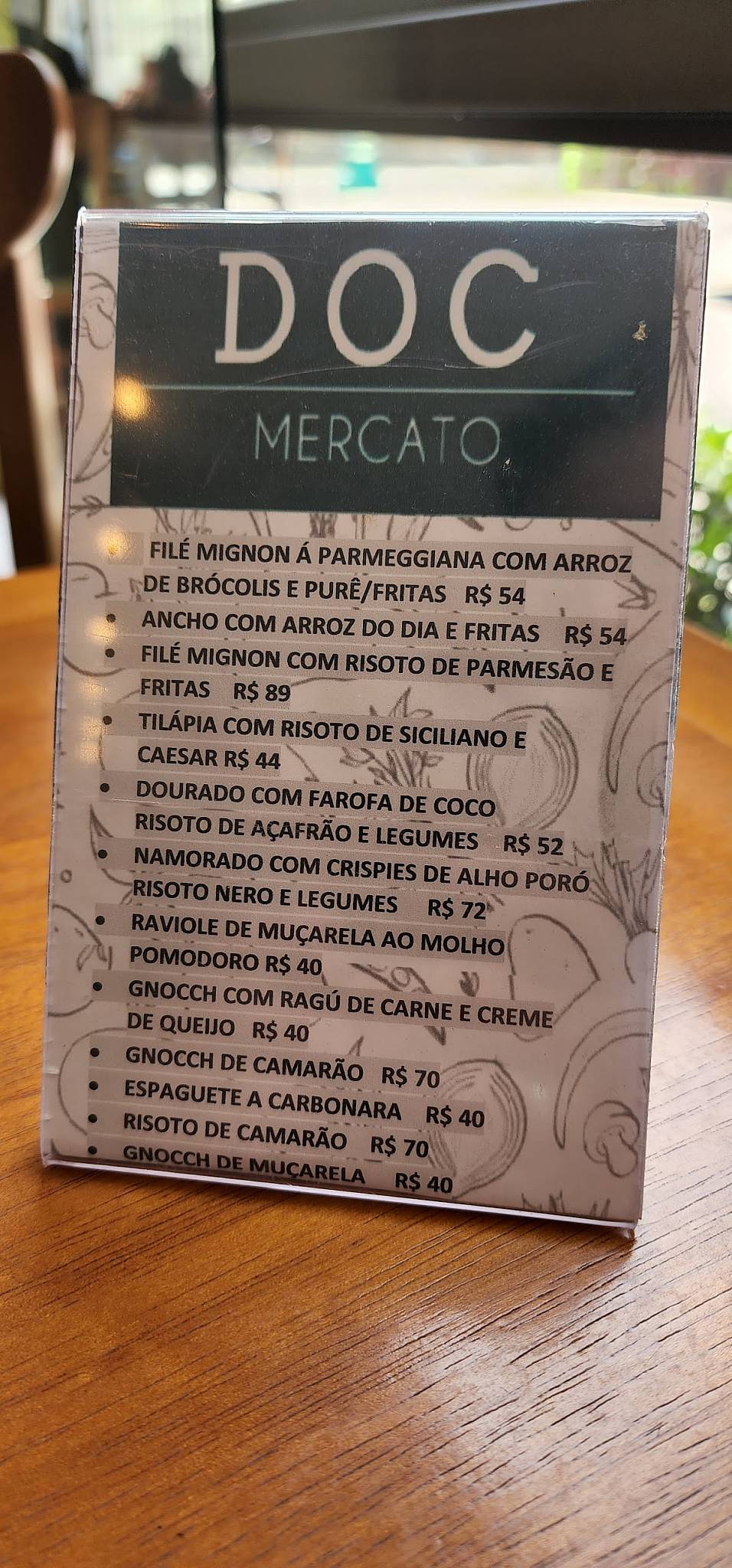 DOC Mercato cardápio