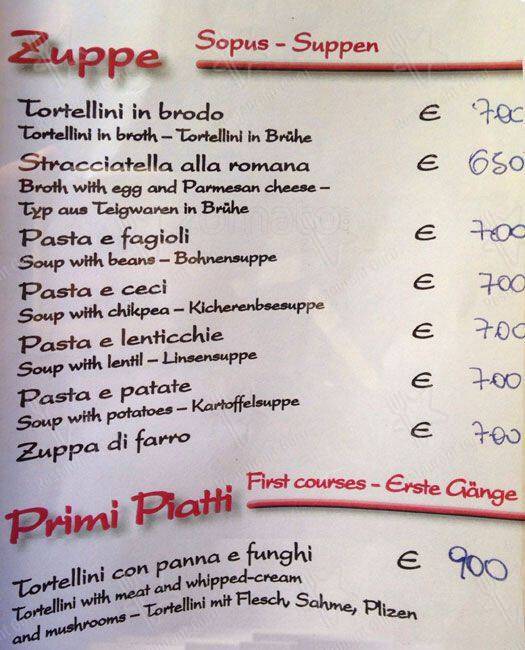 Menu di Hostaria Da Bruno 