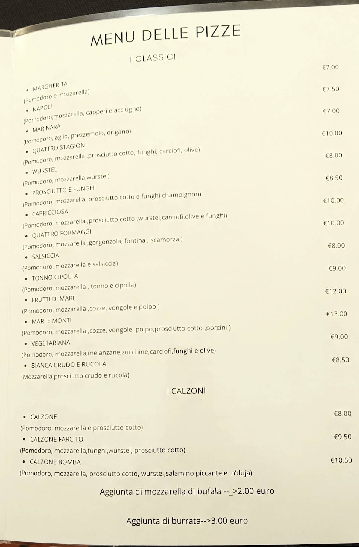 Menu di Da Enrico Ristorante Pizzeria 