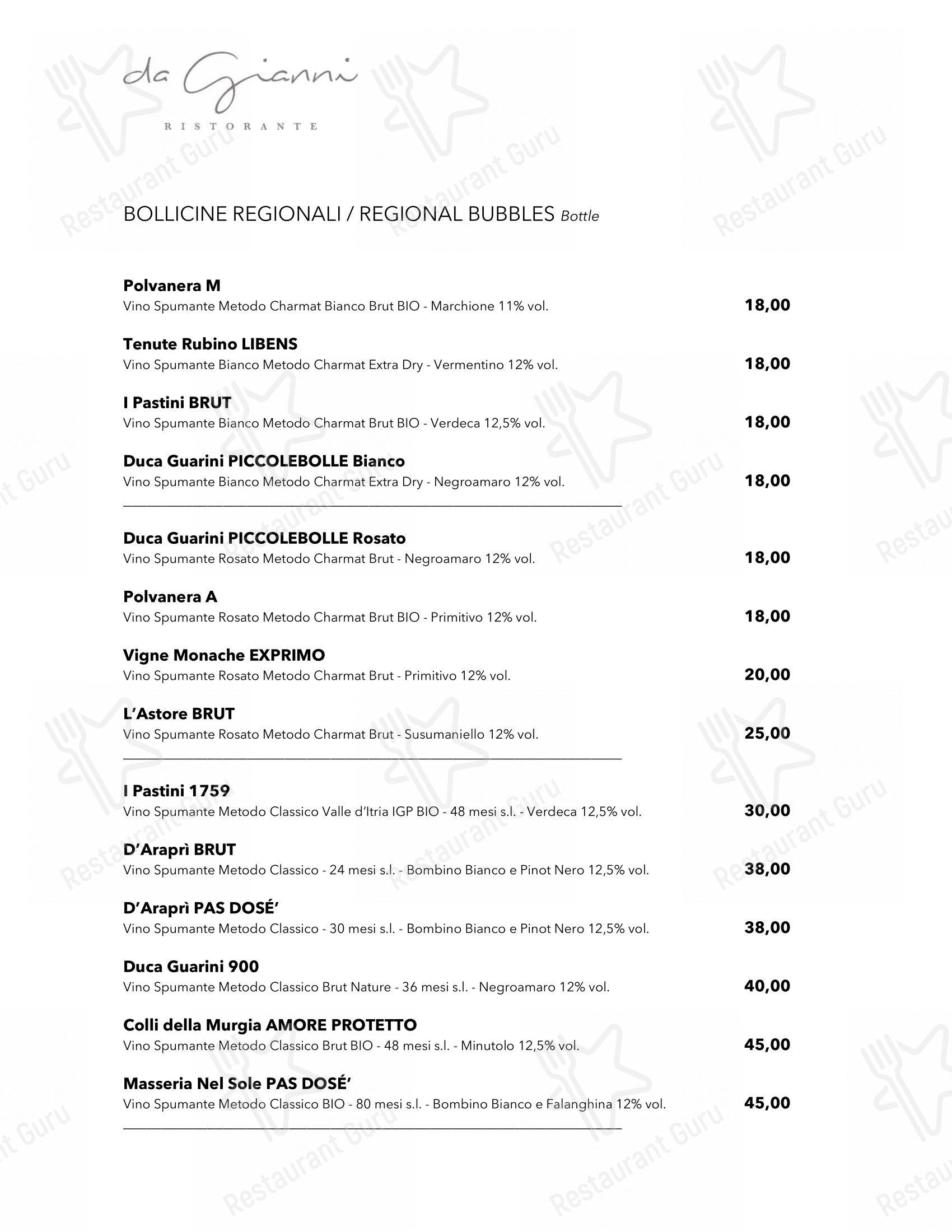 Основное меню per Da Gianni Ristorante in Torre Mozza
