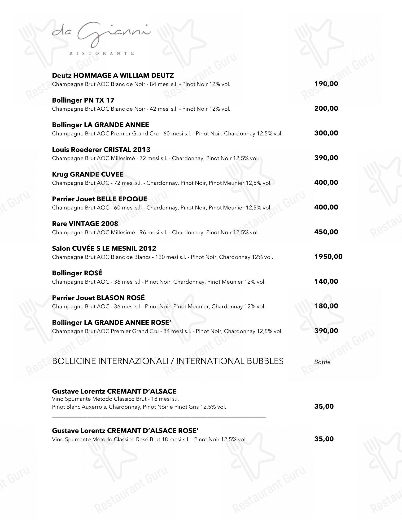 Da Gianni Ristorante in Torre Mozza - Основное меню