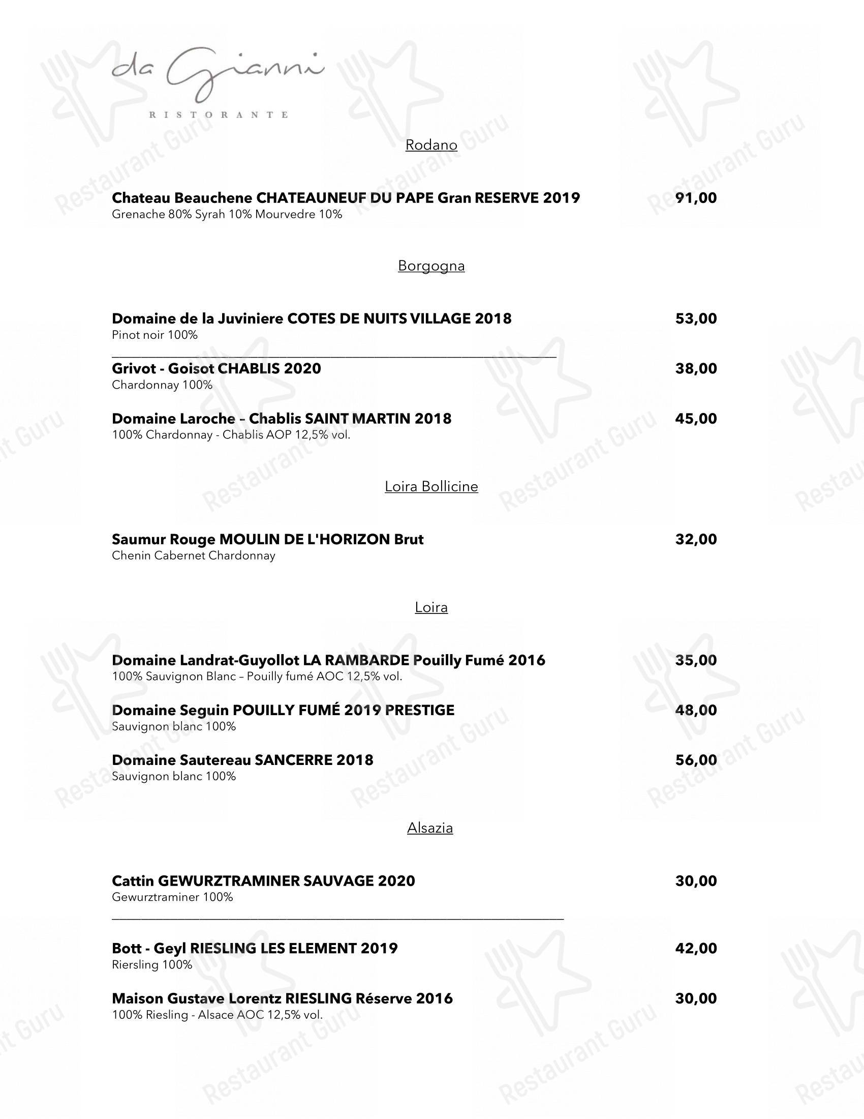 Основное меню per Da Gianni Ristorante in Torre Mozza