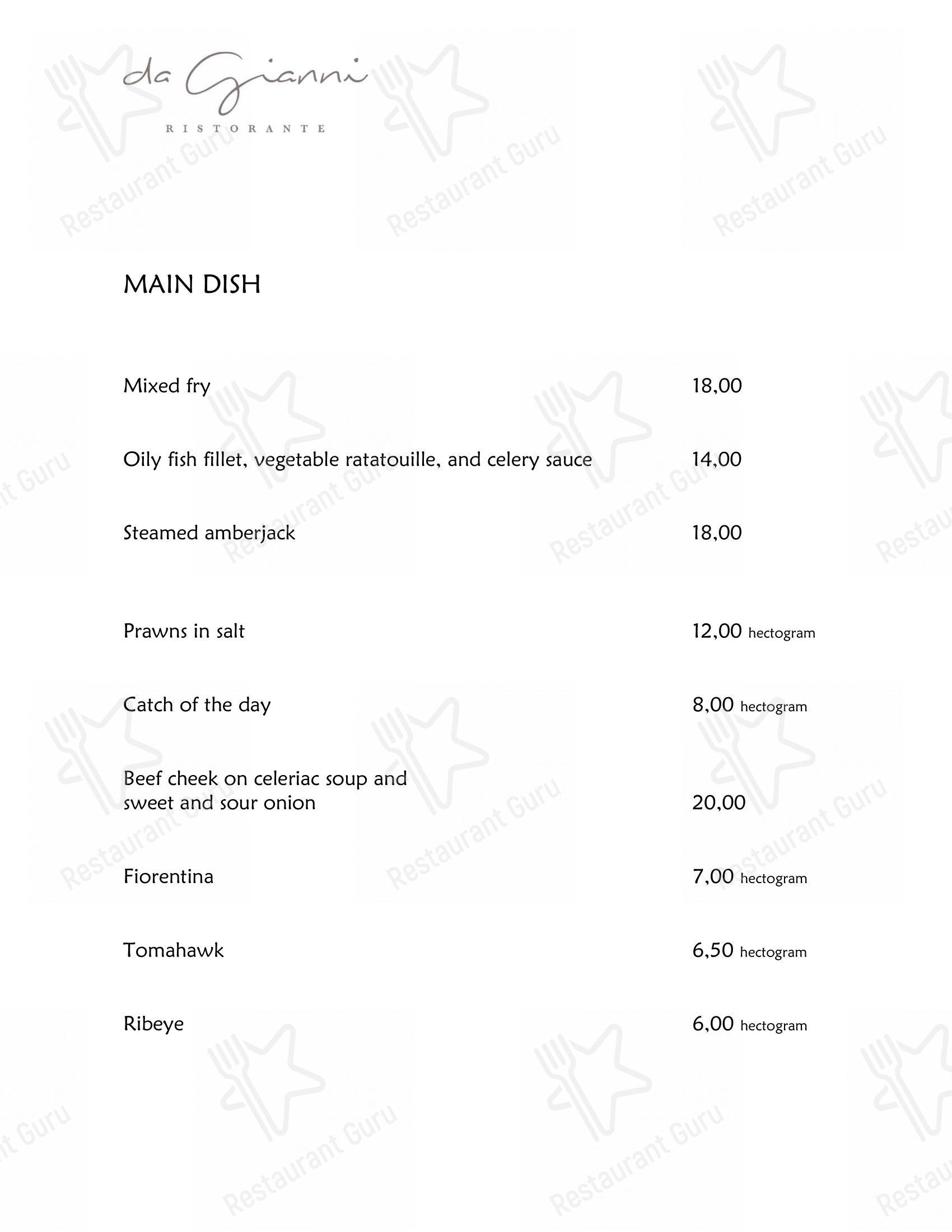 Menu di Da Gianni Ristorante - 菜单