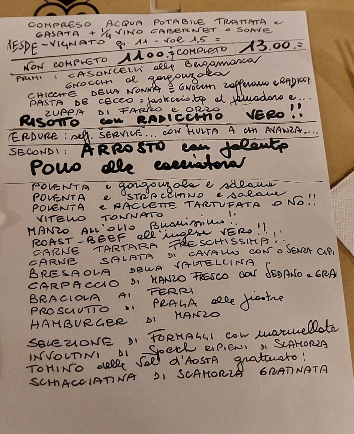 Menu di Trattoria D'Ambrosio Da Giuliana 