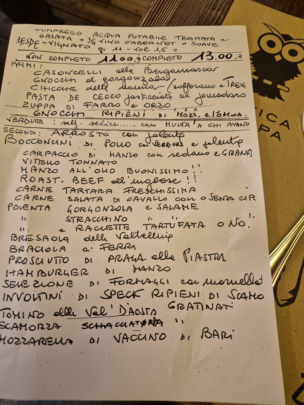 Menu di Trattoria D'Ambrosio Da Giuliana 