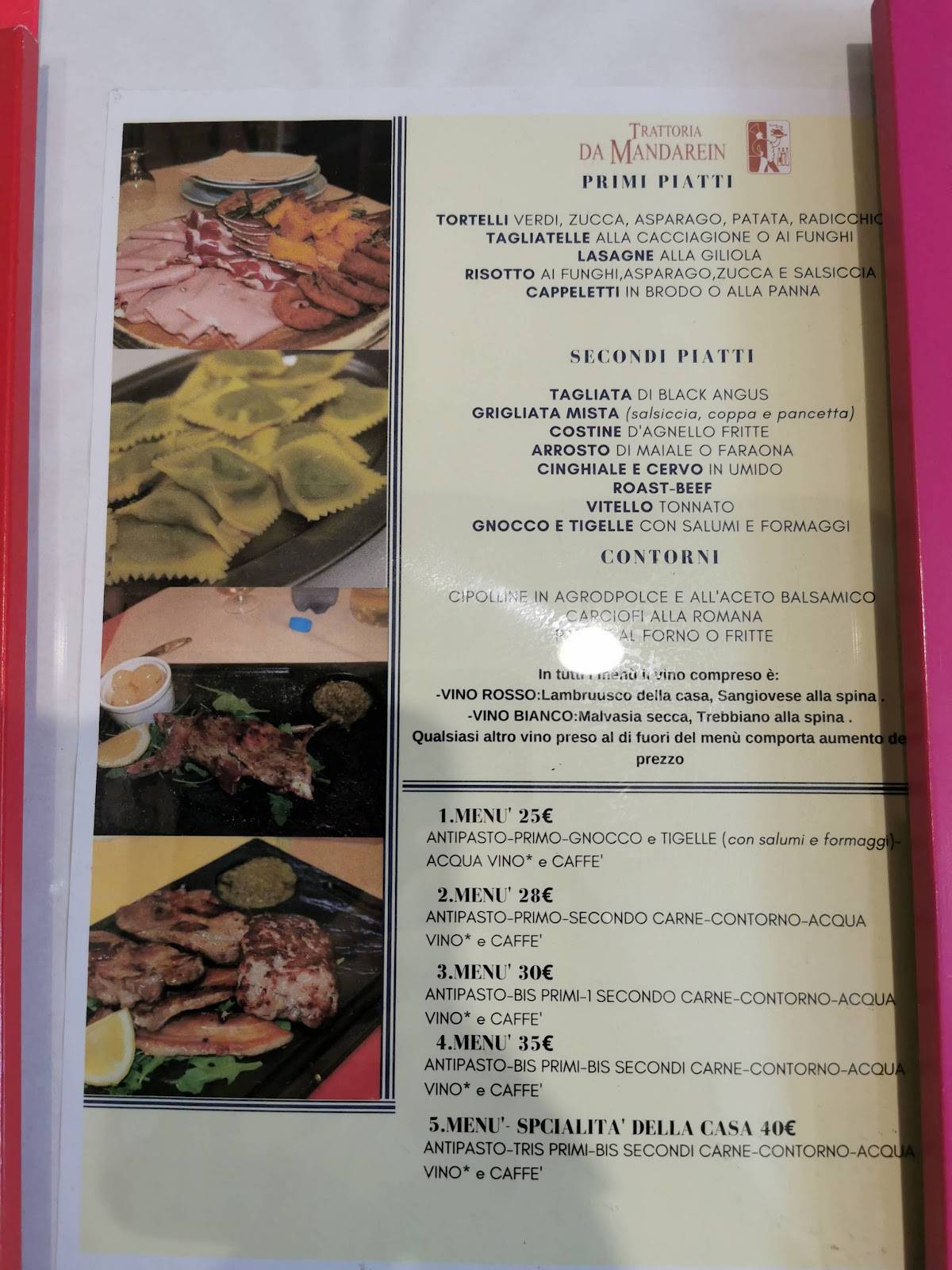 Menu di Da Mandarein di Fontanili Giliola 
