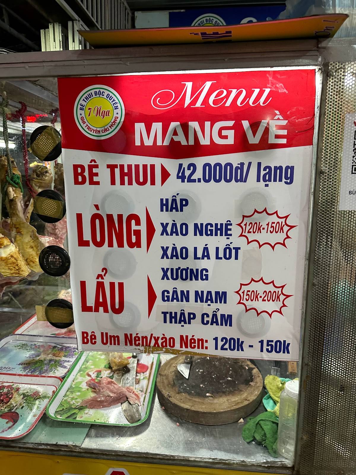 Menu at Quán Bê Thui Nóng 7 Nga restaurant, Da Nang, 71 Yên Thế