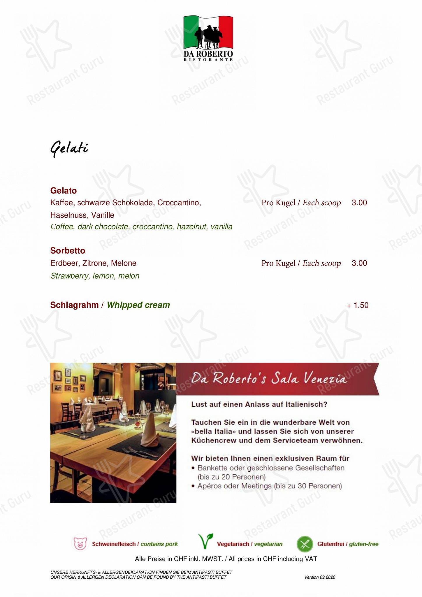 Menu di Ristorante Da Roberto - Catering Menu