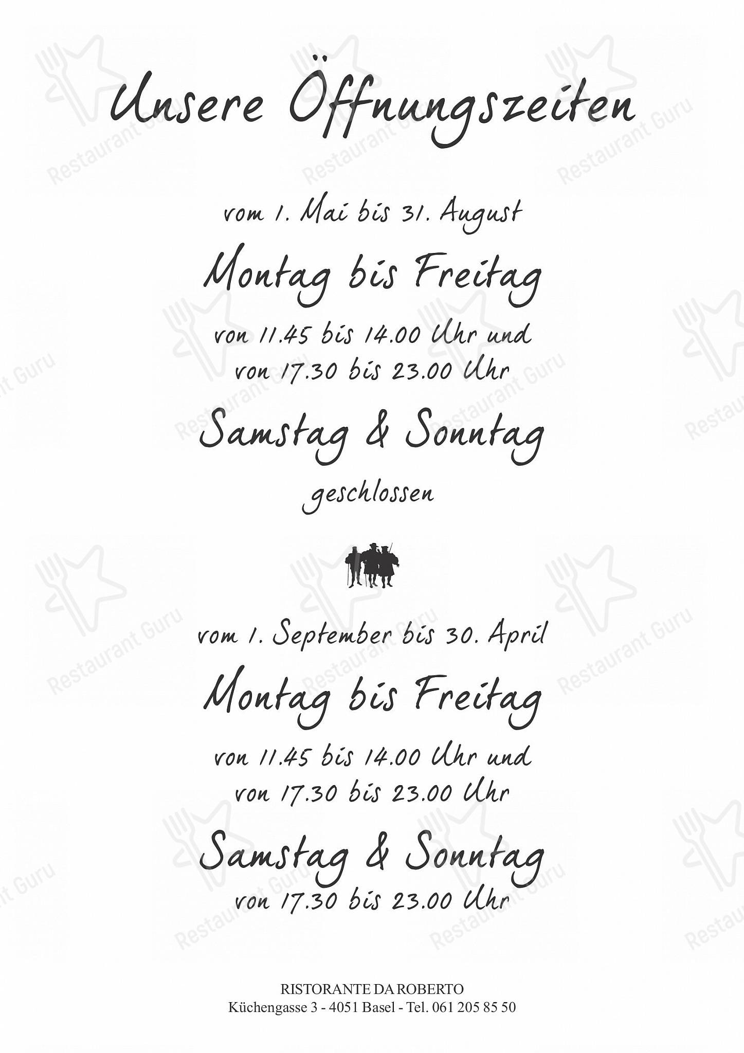 Ristorante Da Roberto in Basilea - Catering Menu