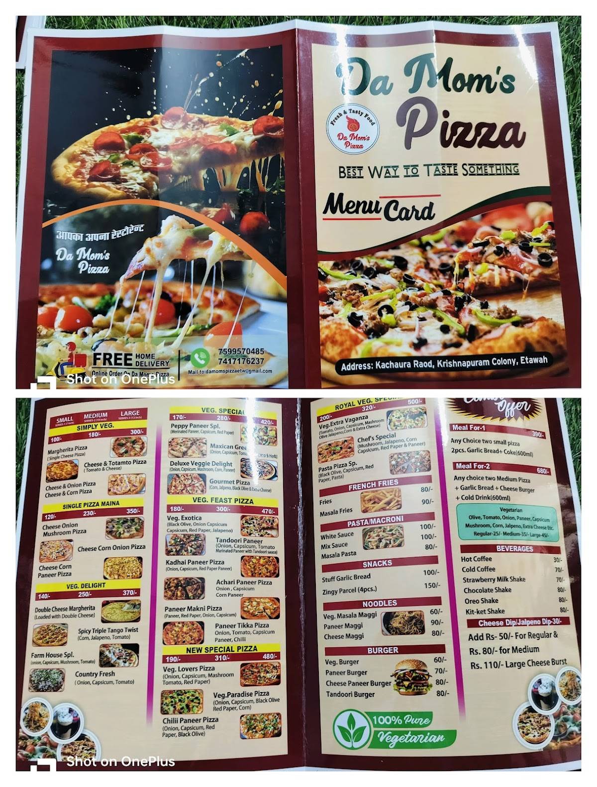 Da mom's Pizza menu
