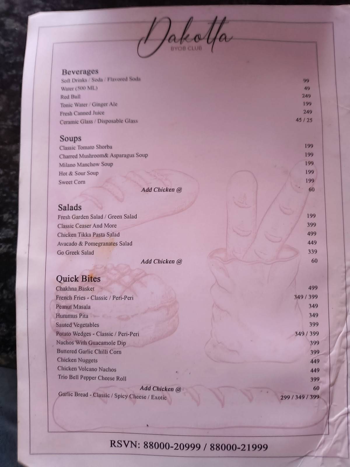 Dakotta - BYOB & Kitchen menu
