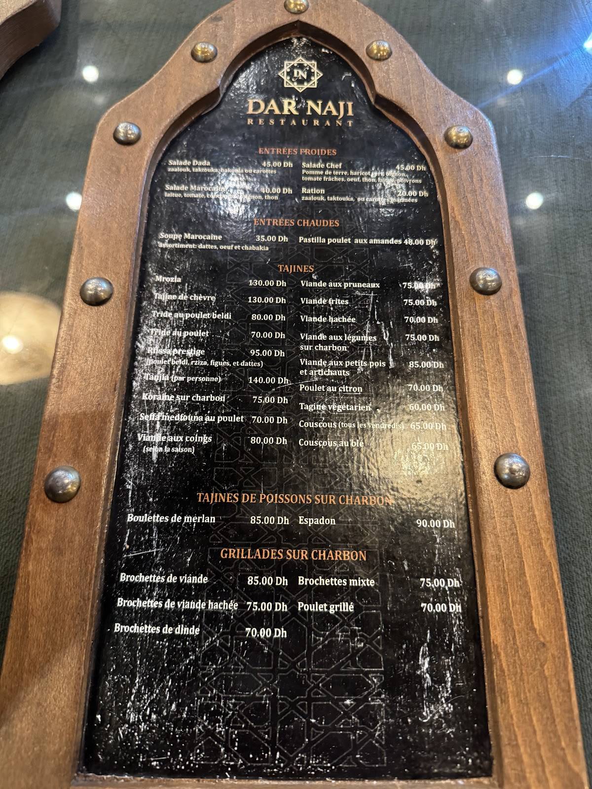Menu de Dar Naji Rabat Hassan