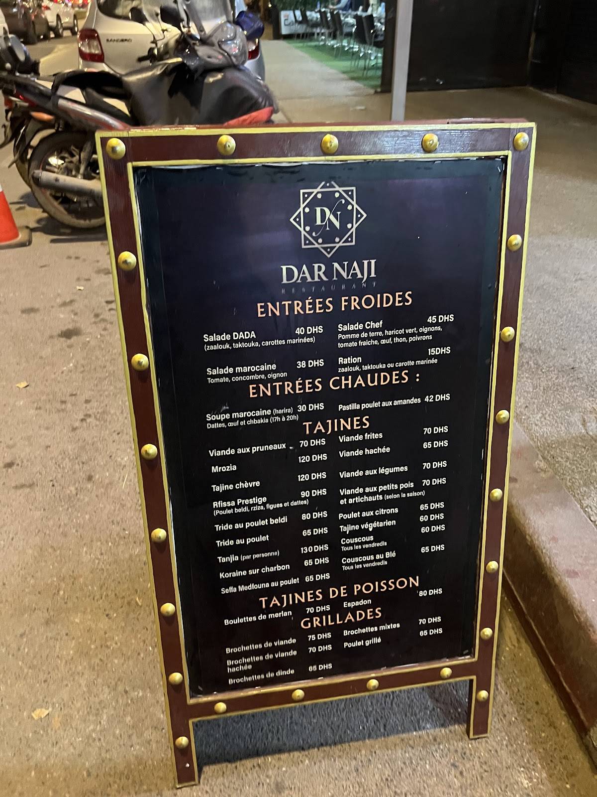 Menu de Dar Naji Rabat Hassan