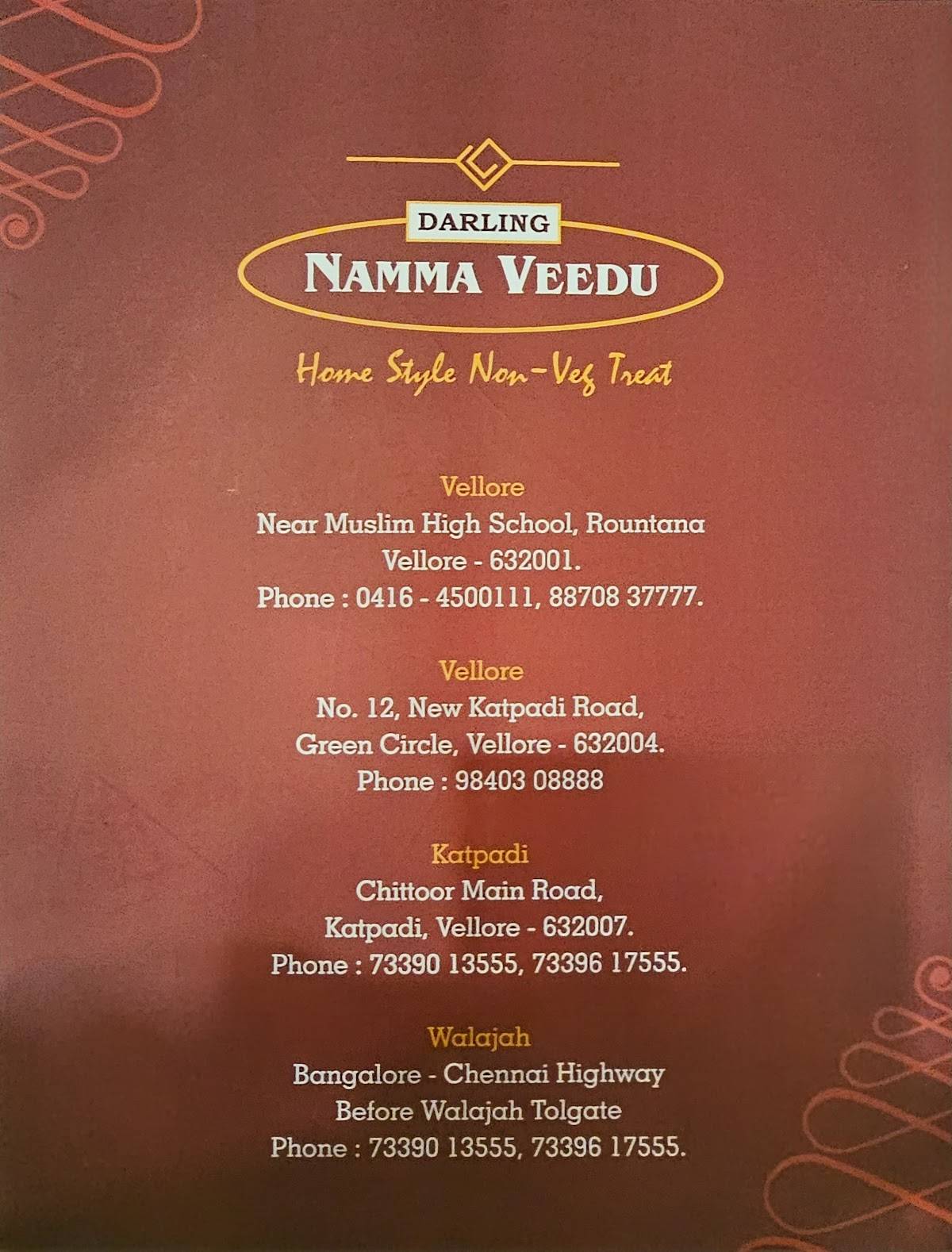 Darling Namma Veedu menu