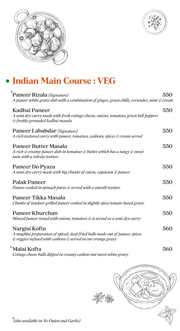 Auric Restaurant & Rooftop Cafe menu