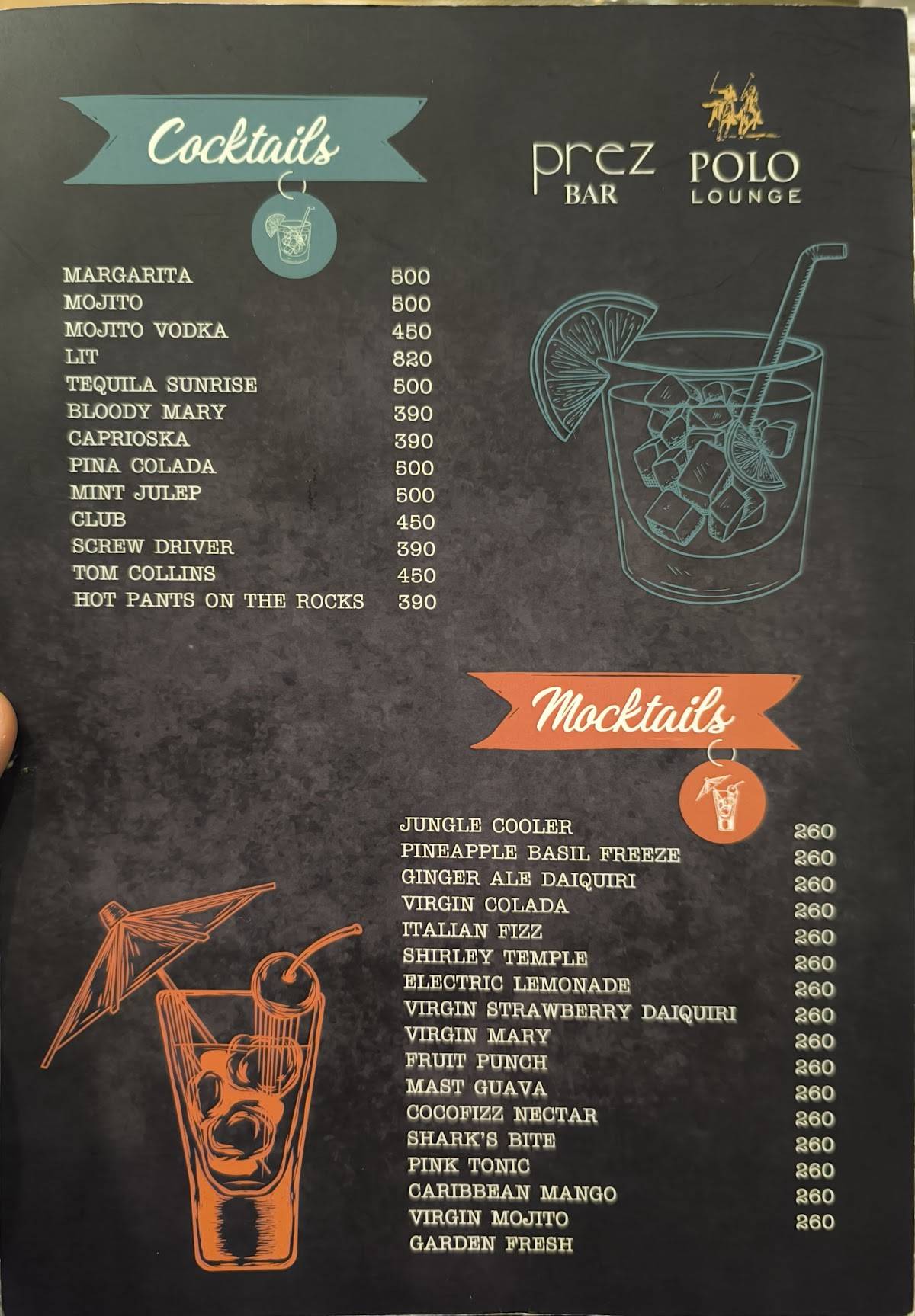 Prez Restaurant menu