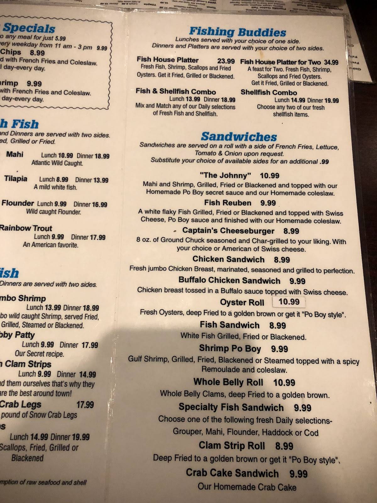 Menu At Deland Fish House Restaurant DeLand 310 E International   Deland Fish House Menu 2 