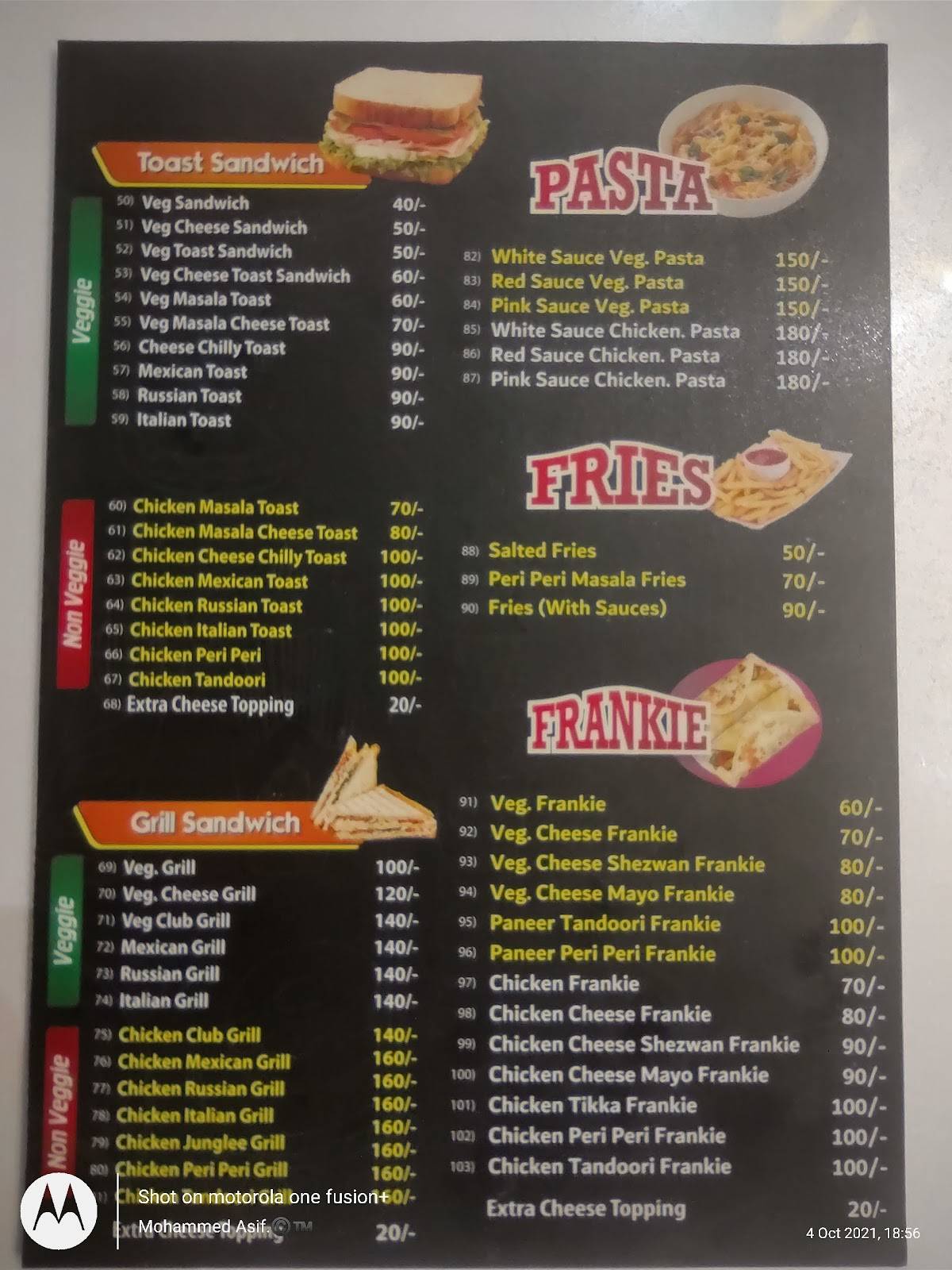Delight Corner menu