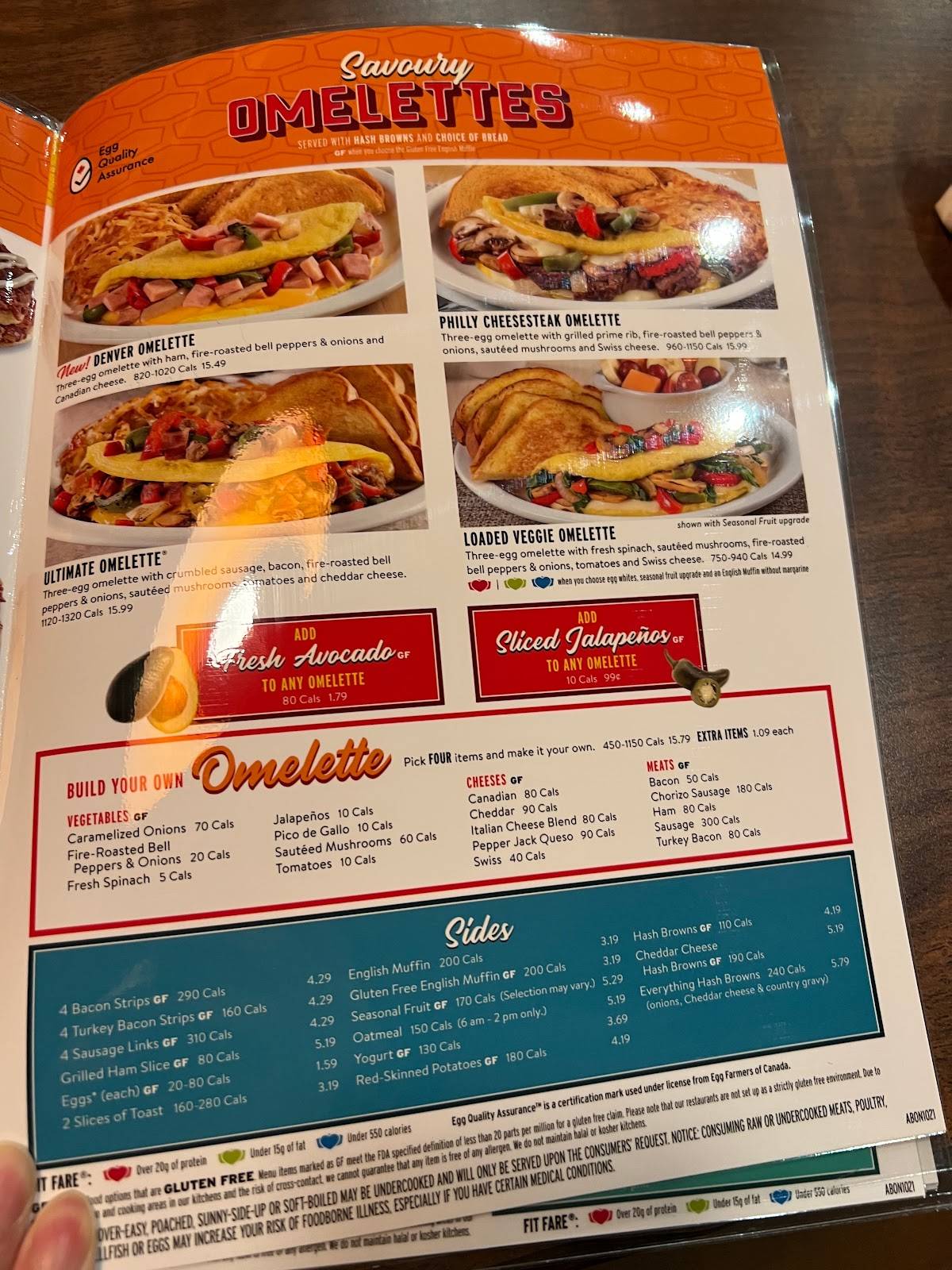 Menu at Denny's restaurant, Burlington