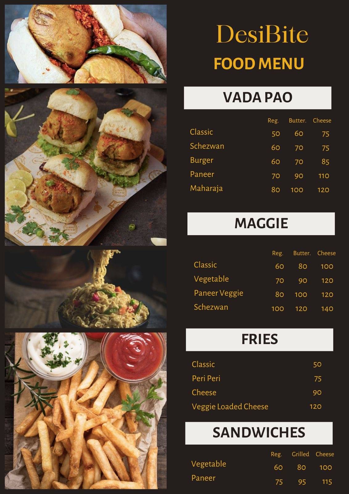 DesiBite menu