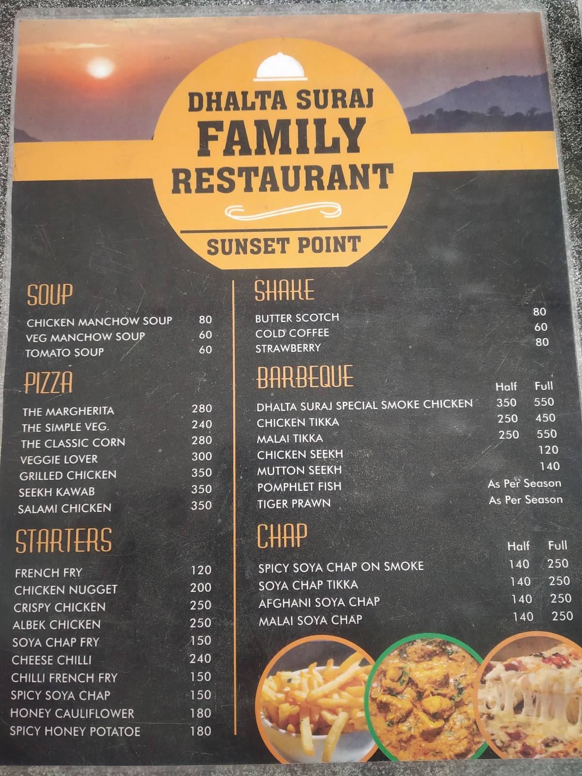 Dhalta Suraj Restaurant menu