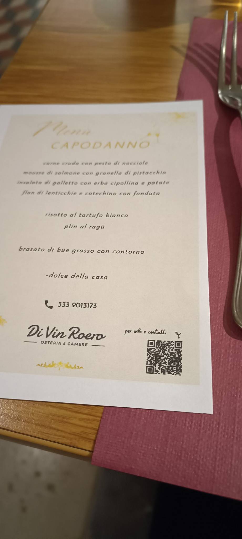 Menu di Di Vin Roero 