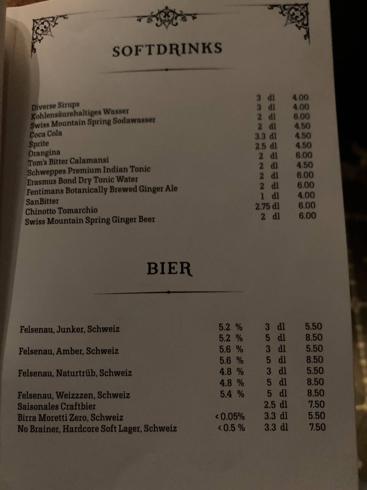Menu di Die Taube 
