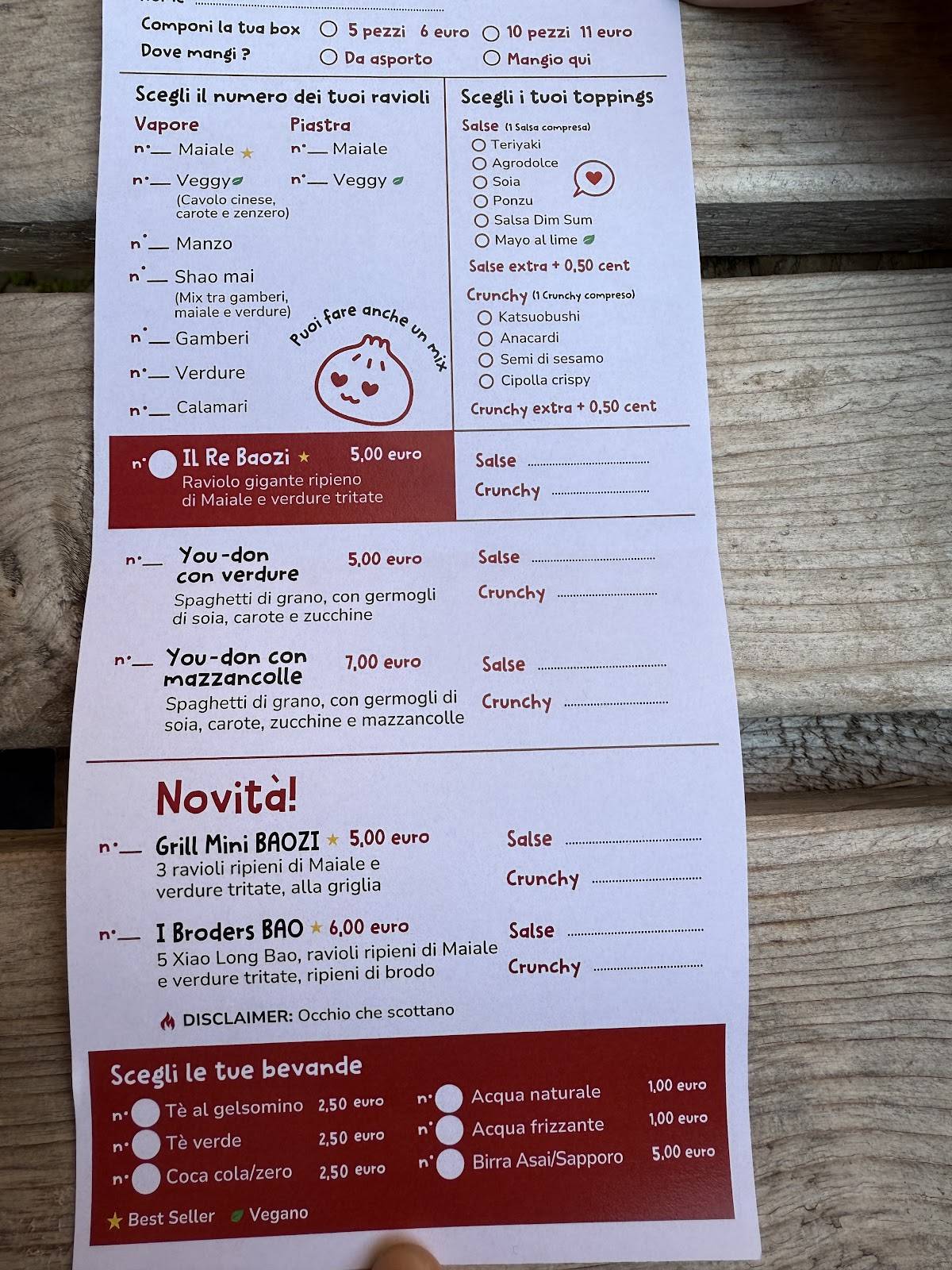 Menu di DimSum Gnam Modena 