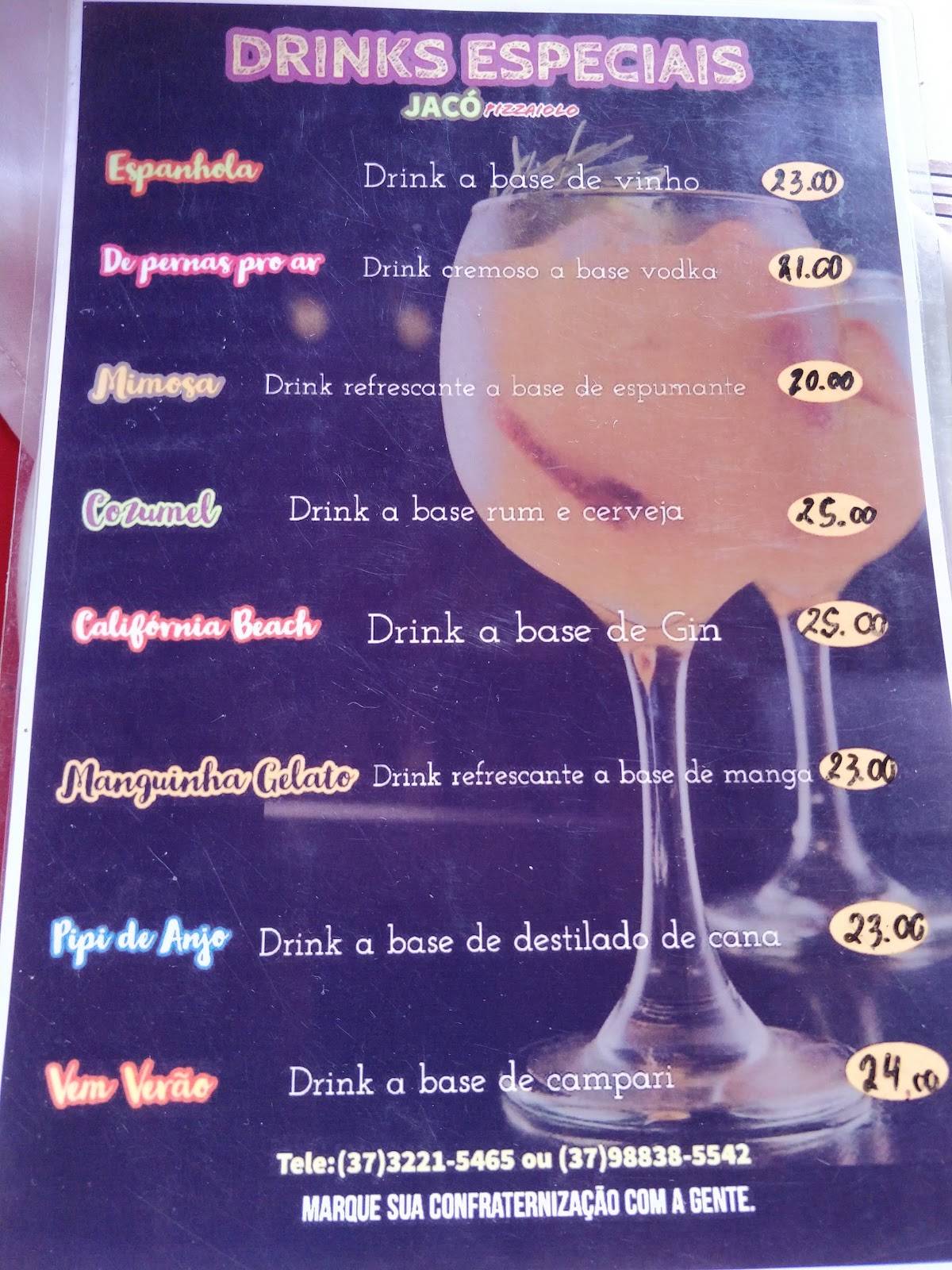 Jacó Pizzaiolo cardápio