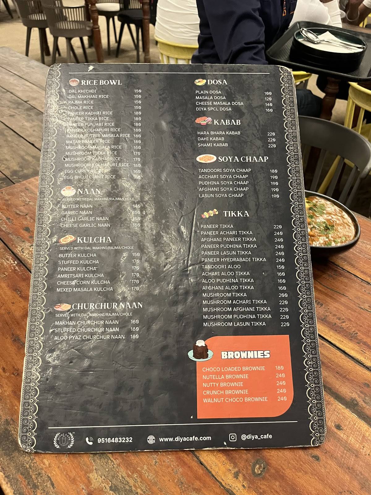 Diya Cafe menu
