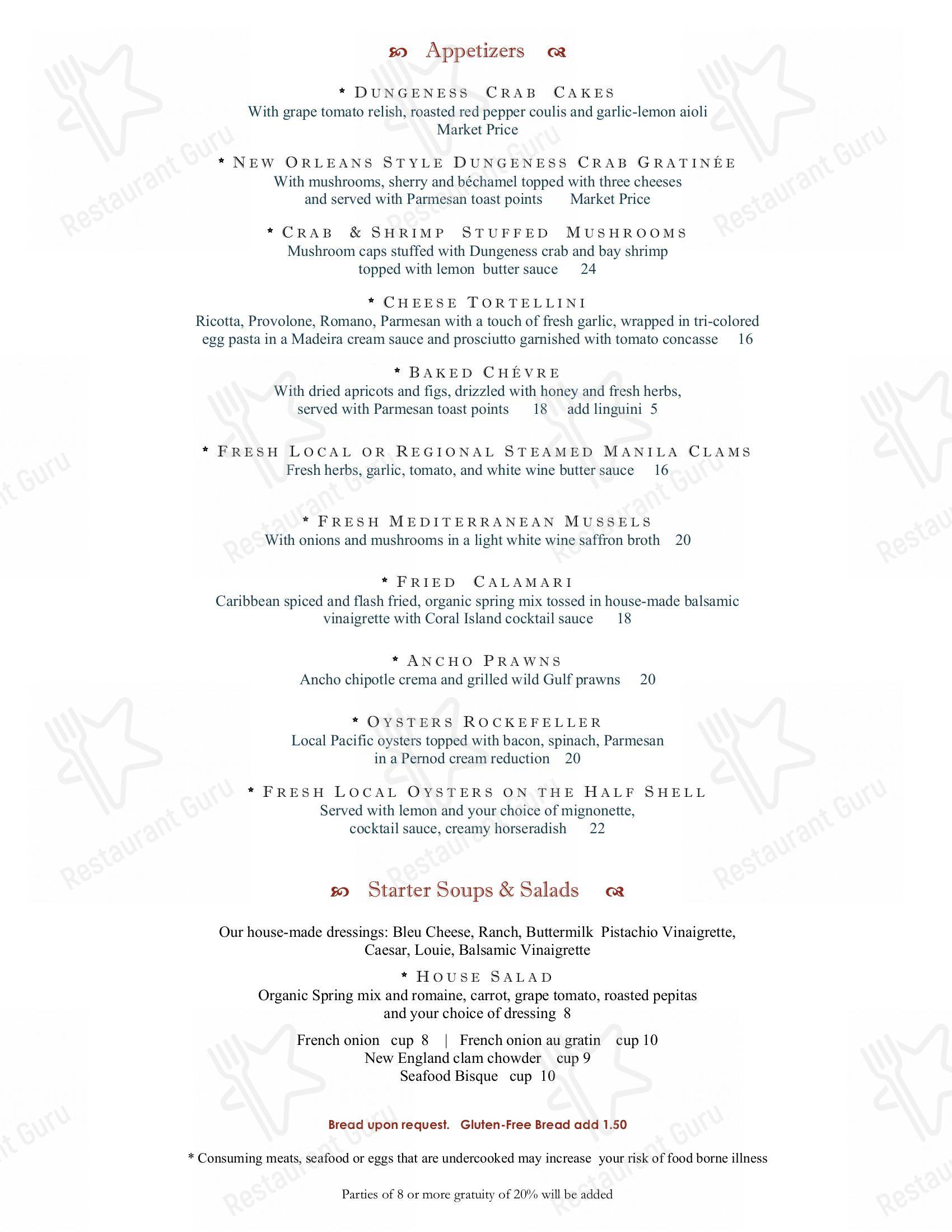 Menu at Dockside Grill steakhouse, Sequim