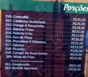 Restaurante Dona Emília cardápio