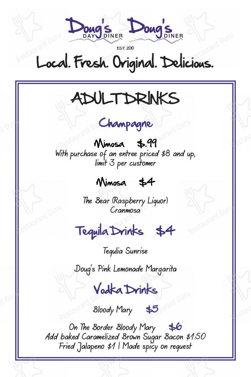 Menu at Doug's Diner Windsor restaurant, Windsor
