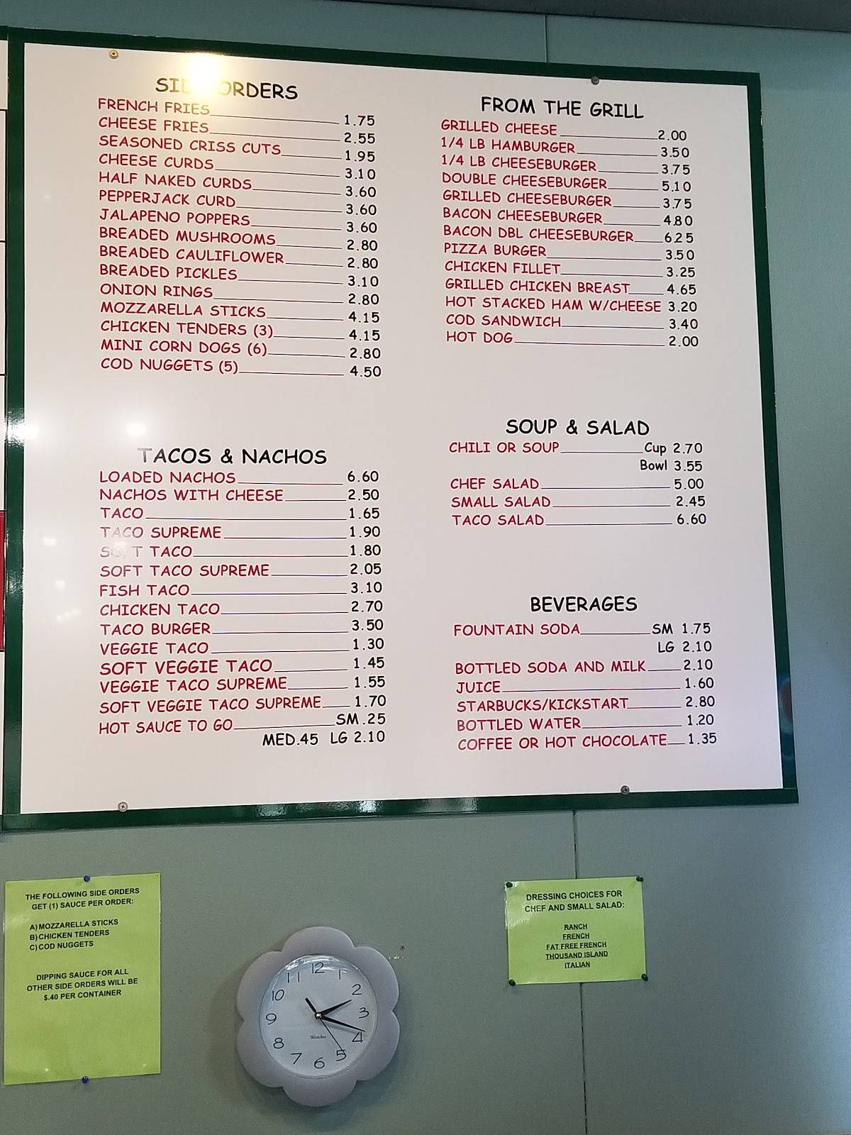 Menu at Downtown Sandwich & Ice Cream restaurant, Menominee